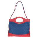 CHANEL Matelasse Hand Bag Lamb Skin 2way Blue Gold CC Auth BA7491M-3