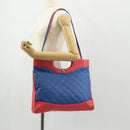 CHANEL Matelasse Hand Bag Lamb Skin 2way Blue Gold CC Auth BA7491SAM-24