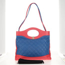 CHANEL Matelasse Hand Bag Lamb Skin 2way Blue Gold CC Auth BA7491M-25