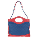 CHANEL Matelasse Hand Bag Lamb Skin 2way Blue Gold CC Auth BA7491M-4