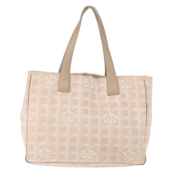 CHANEL New Travel Line Tote Bag Nylon Pink gold CC Auth BA7492