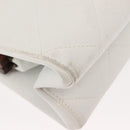 CHANEL Wood Chain Shoulder Bag Lamb Skin White Gold CC Auth BA7494-16