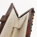 CHANEL Wood Chain Shoulder Bag Lamb Skin White Gold CC Auth BA7494-17