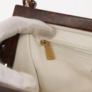 CHANEL Wood Chain Shoulder Bag Lamb Skin White Gold CC Auth BA7494-19