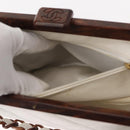 CHANEL Wood Chain Shoulder Bag Lamb Skin White Gold CC Auth BA7494-20