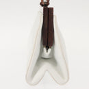 CHANEL Houten Ketting Schoudertas Lamsleer Wit Goud CC Auth BA7494-3