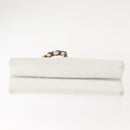 CHANEL Wood Chain Shoulder Bag Lamb Skin White Gold CC Auth BA7494-5