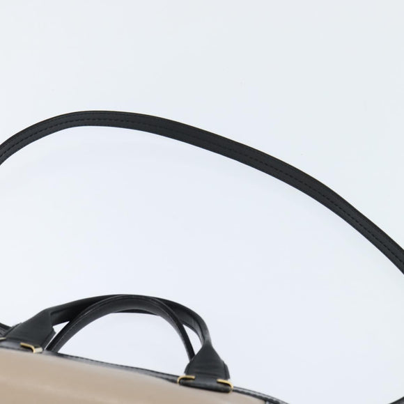 Chloe Little Alice Hand Bag Leather 2way White Gold Auth BA7495