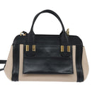 Chloe Little Alice Hand Bag Leather 2way White Gold Auth BA7495-2