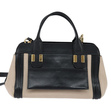 Chloe Little Alice Hand Bag Leather 2way White Gold Auth BA7495 - 0