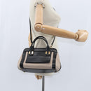 Chloe Little Alice Hand Bag Leather 2way White Gold Auth BA7495-22