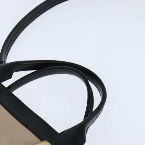 Chloe Little Alice Hand Bag Leather 2way White Gold Auth BA7495