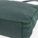PRADA Tragetasche Nylon Grün Silber Auth BA7499-9