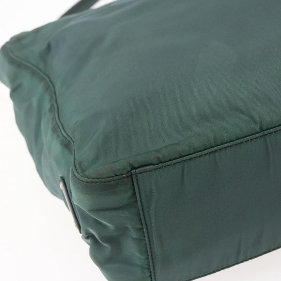 PRADA Tragetasche Nylon Grün Silber Auth BA7499