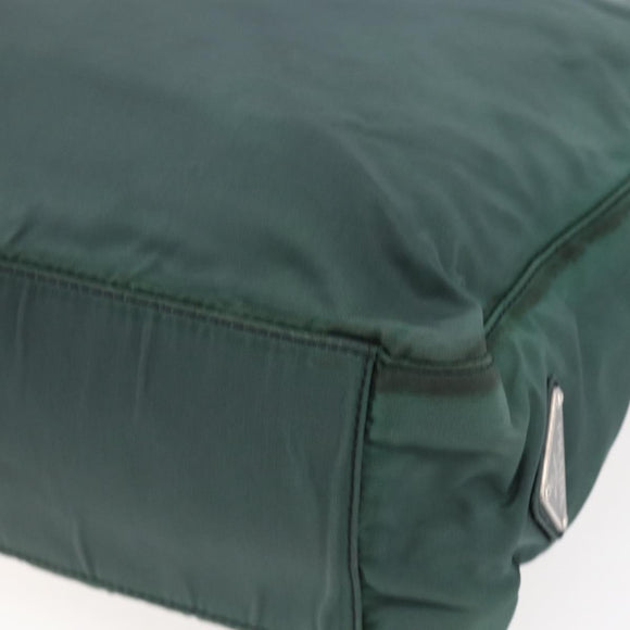 PRADA Tragetasche Nylon Grün Silber Auth BA7499