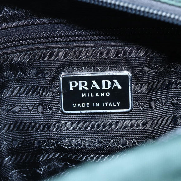 PRADA Tragetasche Nylon Grün Silber Auth BA7499