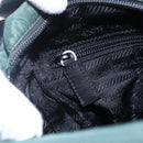 PRADA Tragetasche Nylon Grün Silber Auth BA7499-20