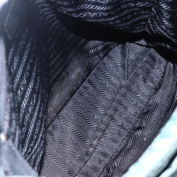 PRADA Tote Bag Nylon Green Silver Auth BA7499