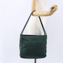 PRADA Tragetasche Nylon Grün Silber Auth BA7499-25
