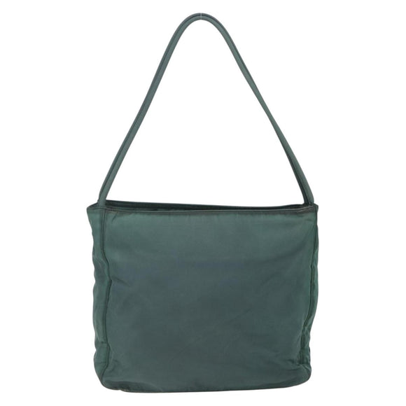 PRADA Tragetasche Nylon Grün Silber Auth BA7499