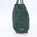 PRADA Tragetasche Nylon Grün Silber Auth BA7499-3