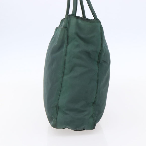 PRADA Tote Bag Nylon Green Silver Auth BA7499