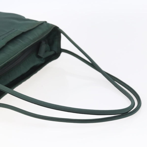 PRADA Tragetasche Nylon Grün Silber Auth BA7499