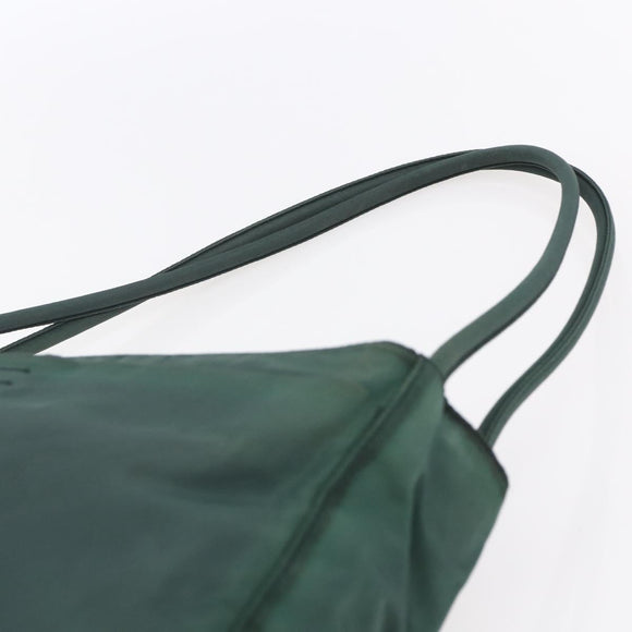 PRADA Tragetasche Nylon Grün Silber Auth BA7499