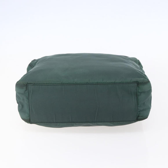 PRADA Tragetasche Nylon Grün Silber Auth BA7499