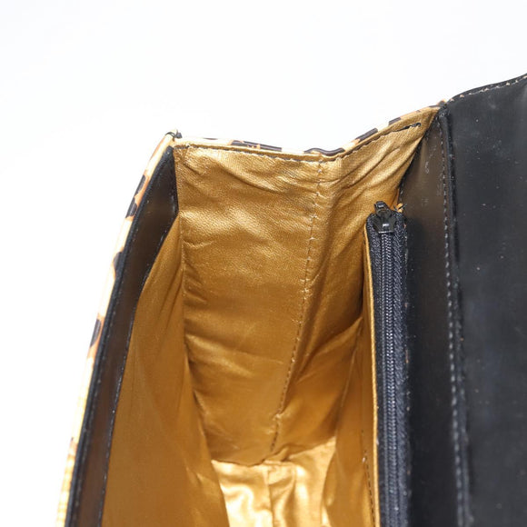 Gianni Versace Hand Bag PVC Leather Yellow Black Auth BA7502