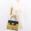 Gianni Versace Hand Bag PVC Leather Yellow Black Auth BA7502-23