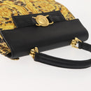 Gianni Versace Hand Bag PVC Leather Yellow Black Auth BA7502-6