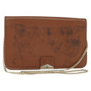 Christian Dior Chain Shoulder Bag Leather Brown Gold Auth BA7503-1