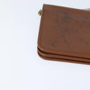 Christian Dior Chain Shoulder Bag Leather Brown Gold Auth BA7503-10