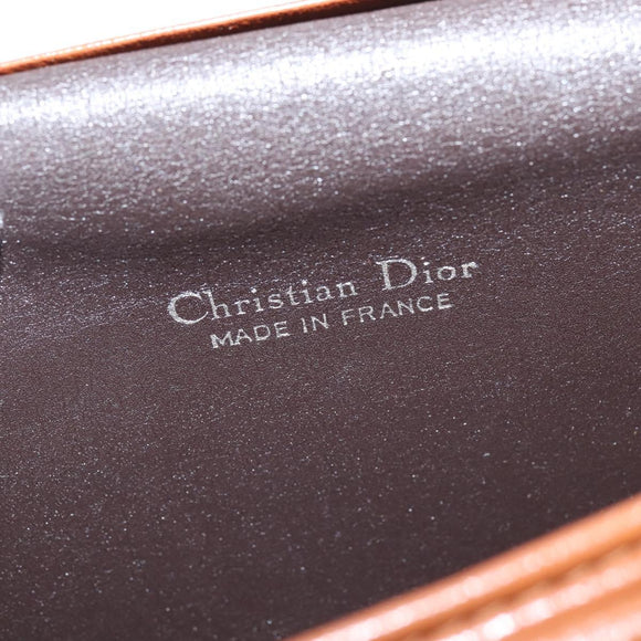 Christian Dior Chain Shoulder Bag Leather Brown Gold Auth BA7503