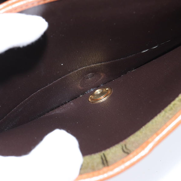 Christian Dior Chain Shoulder Bag Leather Brown Gold Auth BA7503