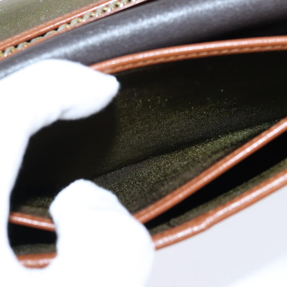 Christian Dior Chain Shoulder Bag Leather Brown Gold Auth BA7503