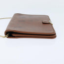 Christian Dior Chain Shoulder Bag Leather Brown Gold Auth BA7503-4