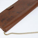 Christian Dior Chain Shoulder Bag Leather Brown Gold Auth BA7503-6