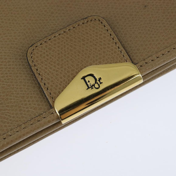 Christian Dior Chain Shoulder Bag Leather Beige Gold Auth BA7504