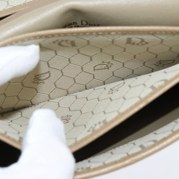 Christian Dior Chain Shoulder Bag Leather Beige Gold Auth BA7504