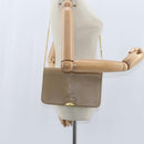 Christian Dior Chain Shoulder Bag Leather Beige Gold Auth BA7504-22