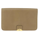 Christian Dior Chain Shoulder Bag Leather Beige Gold Auth BA7504-13