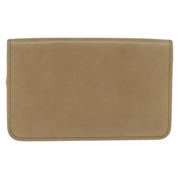 Christian Dior Chain Shoulder Bag Leather Beige Gold Auth BA7504 - 0