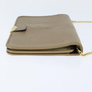 Christian Dior Chain Shoulder Bag Leather Beige Gold Auth BA7504-4