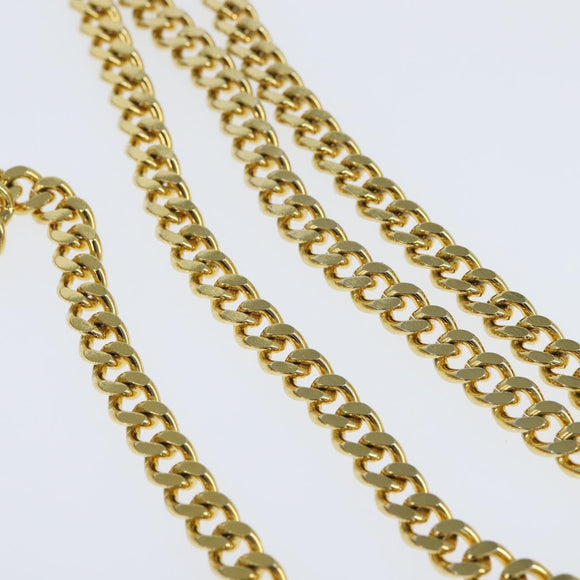 Christian Dior Chain Shoulder Bag Leather Beige Gold Auth BA7504