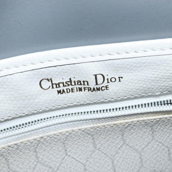 Christian Dior Honeycomb Canvas Schoudertas PVC Witgoud Auth BA7505