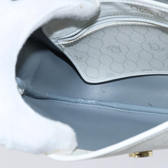Christian Dior Honeycomb Canvas Schoudertas PVC Witgoud Auth BA7505