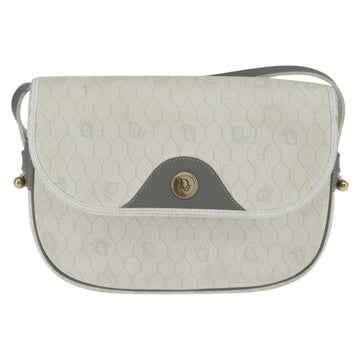 Christian Dior Honeycomb Canvas Shoulder Bag PVC White gold Auth BA7505 - 0