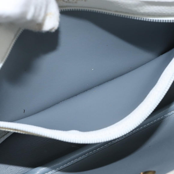 Christian Dior Honeycomb Canvas Schoudertas PVC Witgoud Auth BA7505